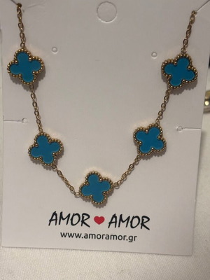 Amor Amor bracelet with turquoise clover and gold chain new
