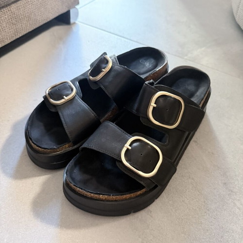 Exe slippers like new with thick sole and golden buckle, size 41