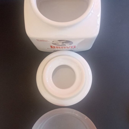 Vintage Bravo coffee set porcelain jar 12.5cm and glass ashtray mint condition