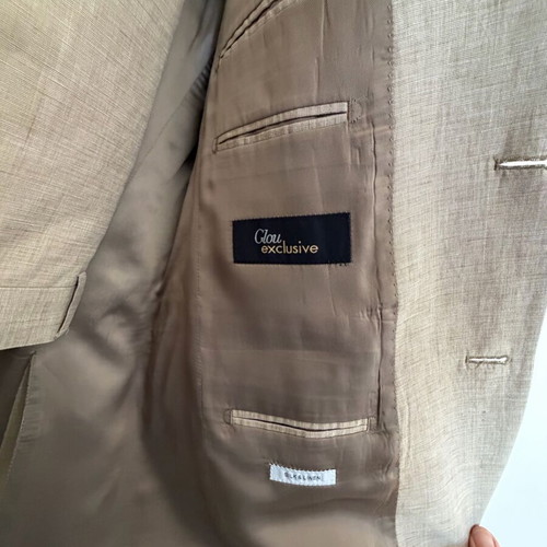 Glou Exclusive men's suit size 48 like new, beige, silk and linen