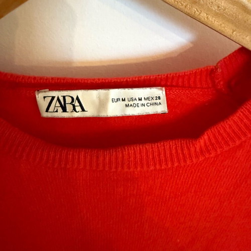 Zara knitted sweater like new, red, size S, wool and cashmere
