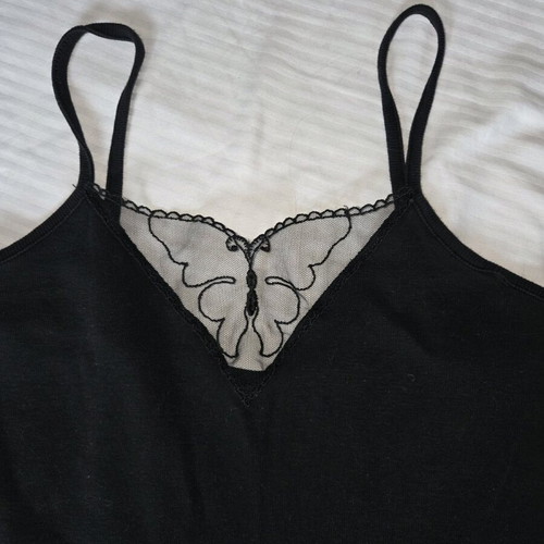 Vintage top with butterfly mesh, black, like new, size M