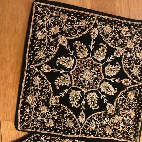 Velvet pillow covers vintage ethnic zardozi embroidery pack of 2 like new