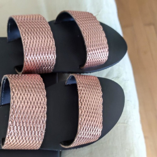 Glamazons Leather Sandals like new, rose gold straps, size 37