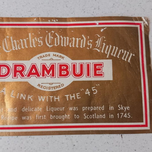 Drambuie label used, Liqueur 13 x 7.5 cm