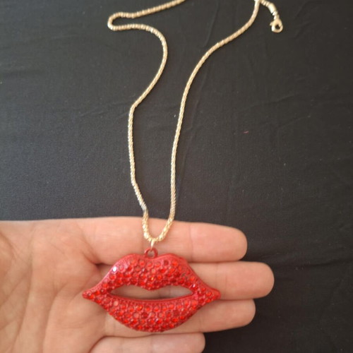 Handmade necklace with long chain new in gift box