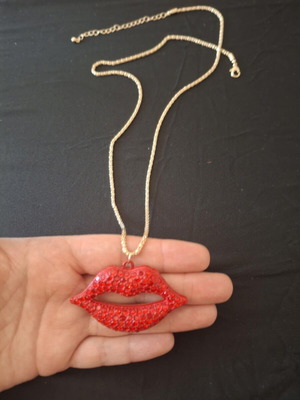 Handmade necklace with long chain new in gift box