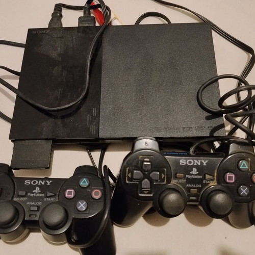 Sony PlayStation 2 Slim SCPH-90004 console bundle with 2 controllers and Ferrari racing wheel