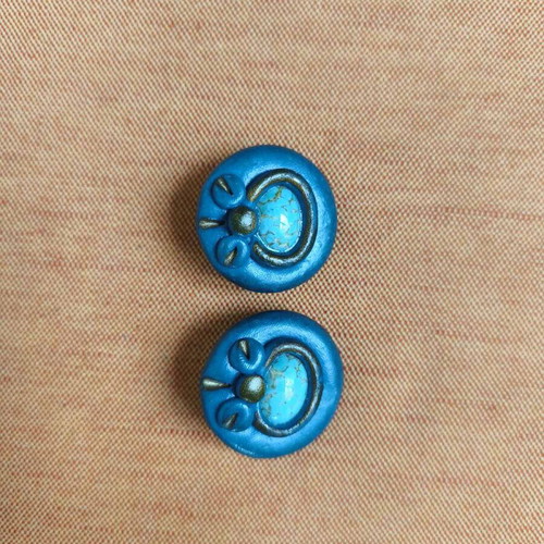 Vintage earrings with turquoise stone and clip like new, petrol