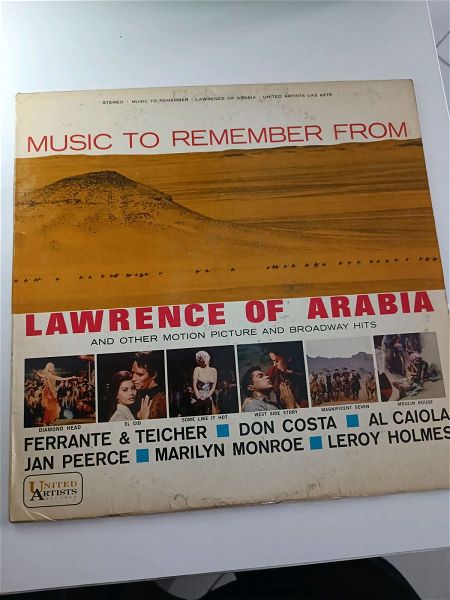  diskos viniliou Music to remember from Lawrence of Arabia