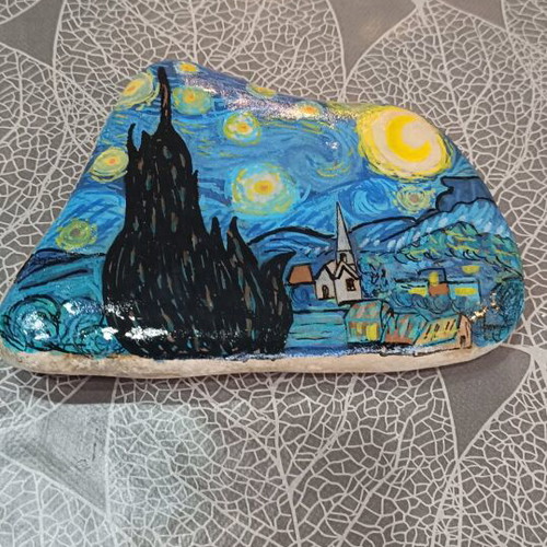 Painted stone Starry Night Van Gogh made to order