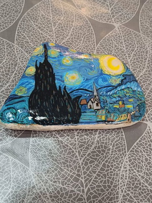 Painted stone Starry Night Van Gogh made to order