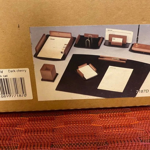 Bestar 7187LDV Creative Desk Set used, 6 pieces, wood and leather