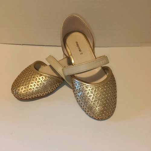 Mayoral girls' ballerina shoes gold size 26 like new