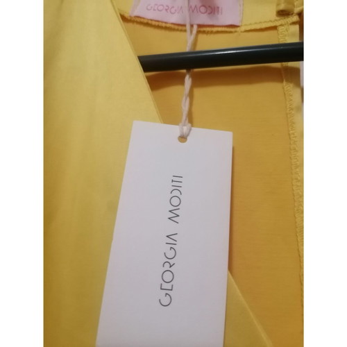 Yellow dress by Georgias Moditi new, cotton satin, medium-large