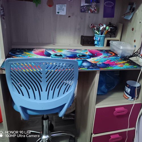 Children's Desk Set with Bookcase in Oak and Fuchsia Like New