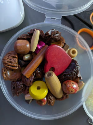 Various plastic beads used