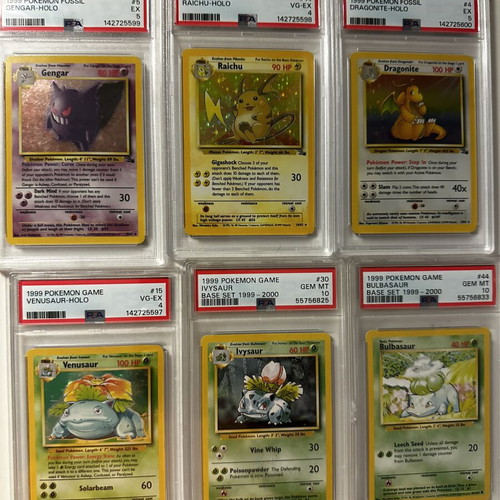 Pokemon Vintage Lot of 9 Base Set and Fossil Cards new