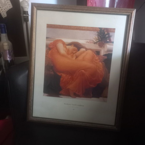 Flaming June print by Frederic Lord Leighton with gold frame