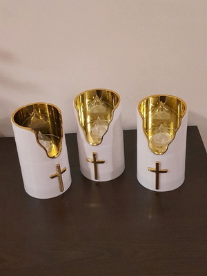 Battery candles new, set of 3 with red, white and yellow colors