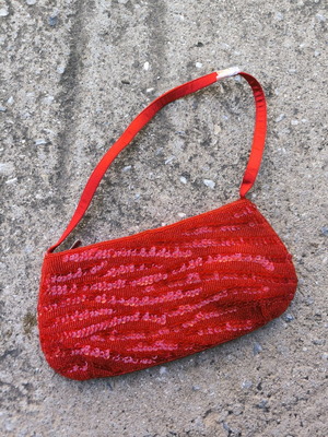Red hand bag with sequins new