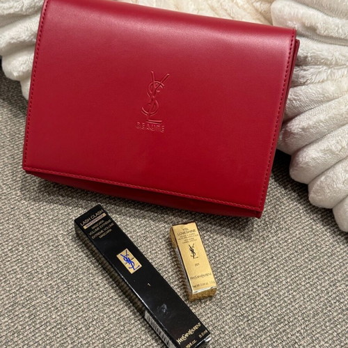 YSL Beauté Set with Mascara and Lipstick with Pouch New