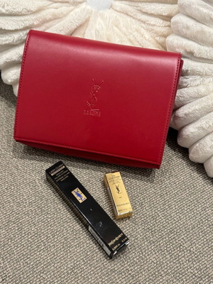 YSL Beauté Set with Mascara and Lipstick with Pouch New