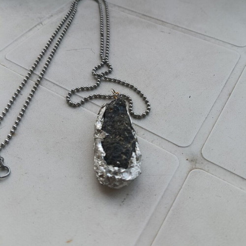 Industrial pendant with natural pyrite, handmade, new