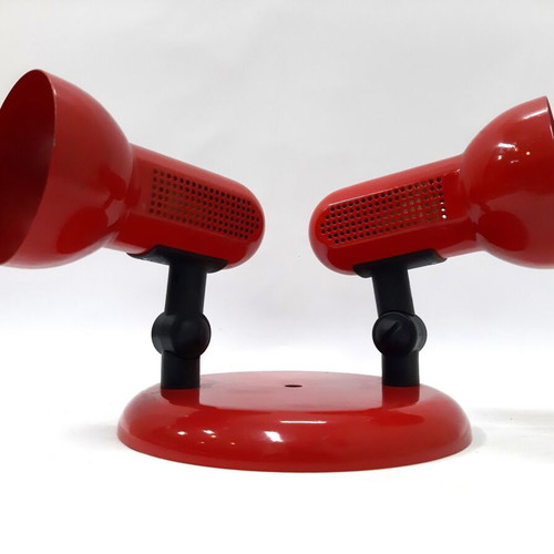 Vintage double wall lamp red metal adjustable spots E27 like new