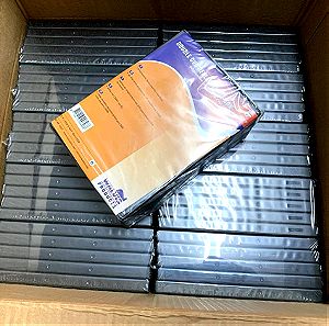 Άδεια κουτιά για cd/dvd σφραγισμένα στη συσκευασία τους 11 πεντάδες (55 τεμάχια) ολα μαζι.