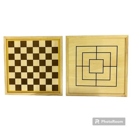 Philos wooden board game set used with chess, backgammon, tic-tac-toe