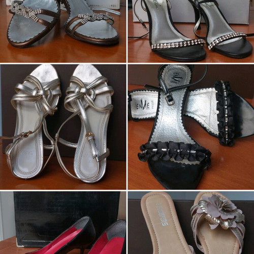 Summer shoes used, set of 7, various styles and colors