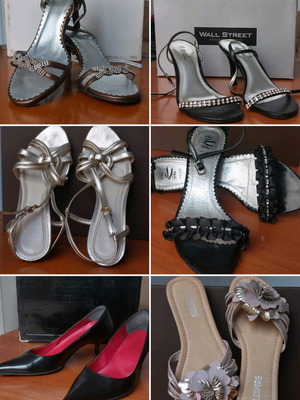 Summer shoes used, set of 7, various styles and colors