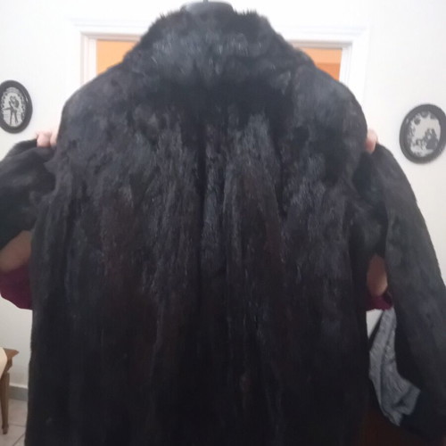 Fur coat new, black, size XL