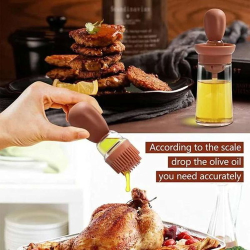 Glass oil container with silicone brush and dropper new