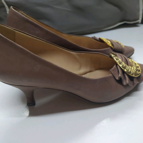 Vintage Bournazos kitten-heeled shoes like new, brown, 7cm heel