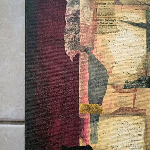Canvas painting like new with abstract design and musical notes