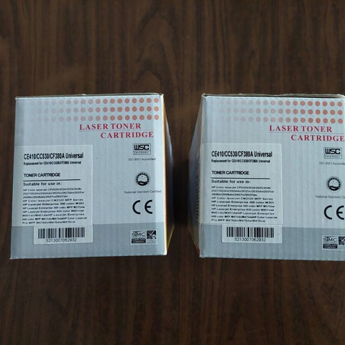 Set of 2 new compatible HP CE410A CC530A CF380A black toners
