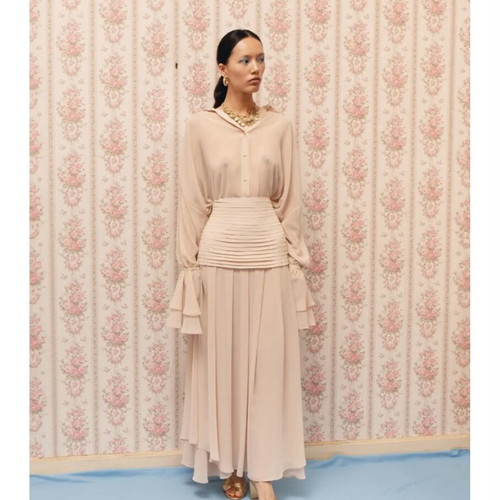 La Chaine chiffon skirt size S like new beige