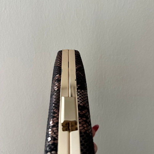 Migato Clutch Snake Print Bag New Brown with Gold Details