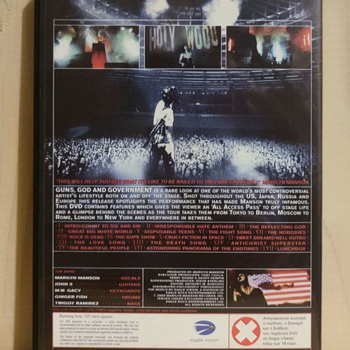 Marilyn Manson DVD like new, Guns God and Government World Tour