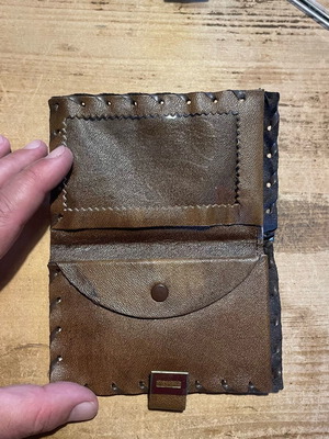 Leather wallet brown new for coins and cards