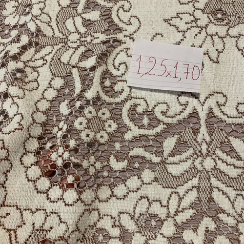Vintage cotton tablecloth with machine lace, 70s, 1.25x1.70m