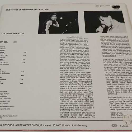 Maria João Looking For Love Live At The Leverkusen Jazz Festival LP
