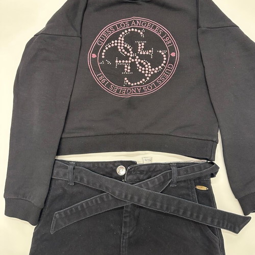 Guess sweatshirt and Massimo Dutti skirt like new, black