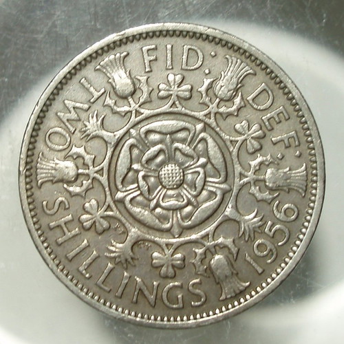 2 Shillings 1956 coin used, Elizabeth II