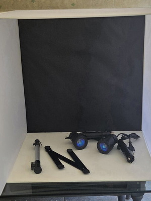 Photography lightbox with adjustable stand and white background