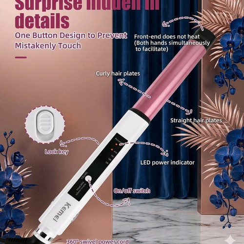 Styling Hair 2 in 1 Straightener and Curler with Tourmaline Plates New