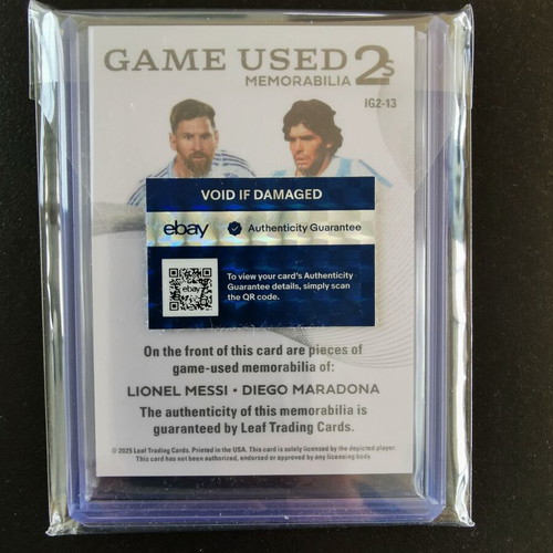 2025 Leaf Messi Maradona Game Used Dual Relic Silver Holo 1/2