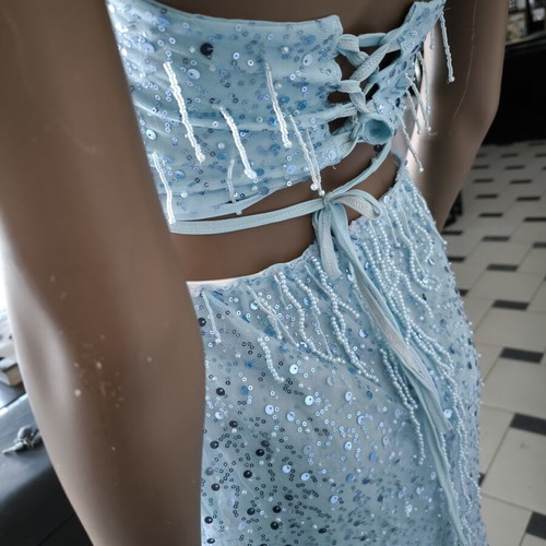 Set crop top and skirt baby blue new, handmade